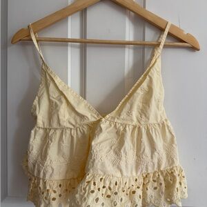 Zara Butter Yellow Lace Trim Tank Top